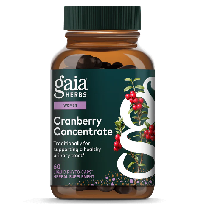Gaia Herbs Cranberry Concentrate, supports urinary tract health with whole-fruit cranberry concentrate, 60 vegan phyto-caps.